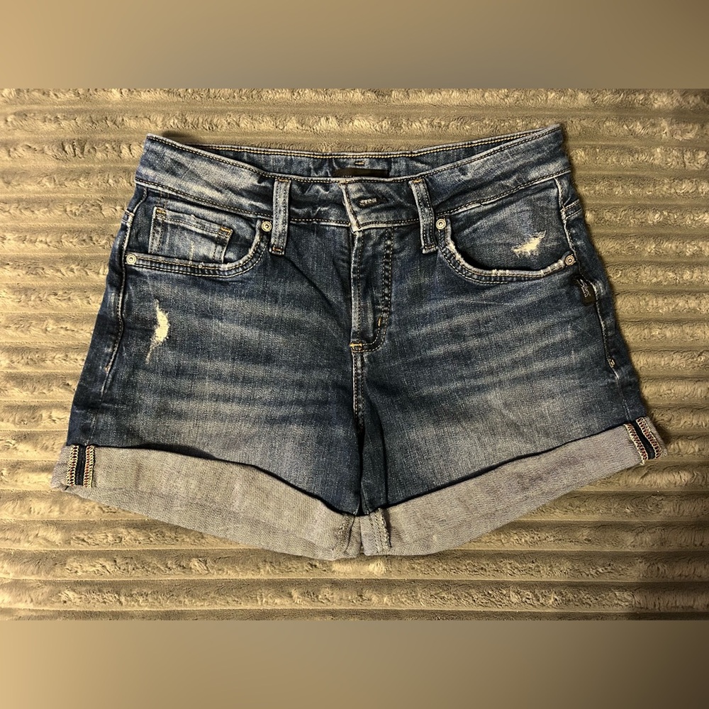 Silver Jeans Distressed Blue Jean Shorts